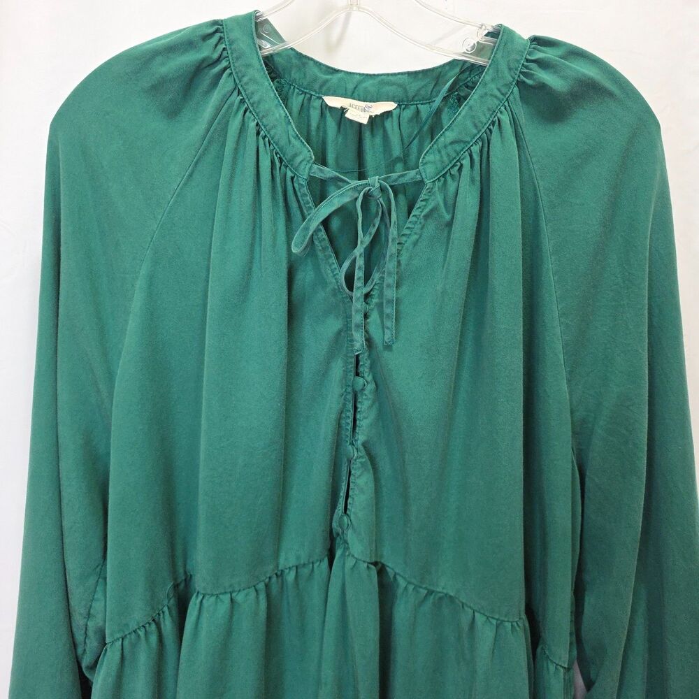 Terra & Sky Dress Womens Plus Sz 1X  Kelly Green Tiered Boho Cottagecore Prairie - Picture 8 of 12
